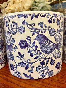 Blue & White Bird and Floral Vessels