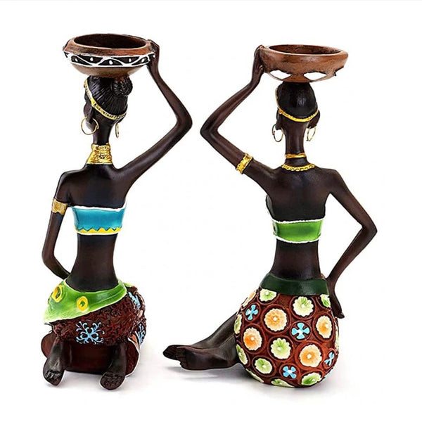 African Ladies Tea Light Candle Holder (Set of 2)