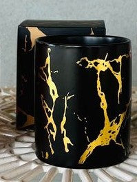 Boxed Ceramic gold pattern candle jars