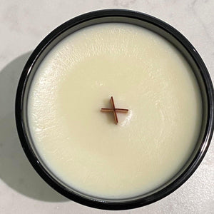 Cross wooden wick 10cm high jar with 7-8cm burn pool