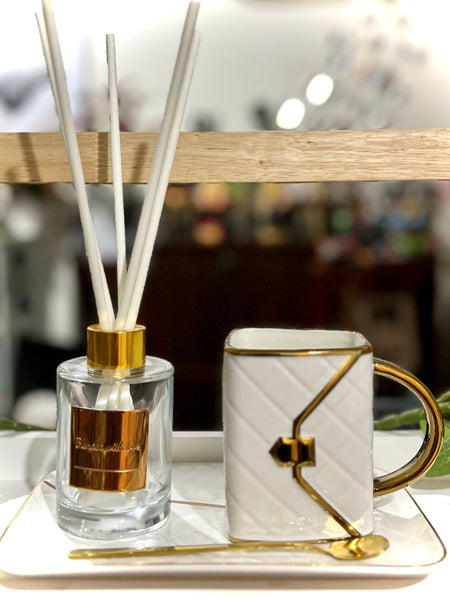 The Lux Handbag Candle Vessel + Reed Diffuser Set